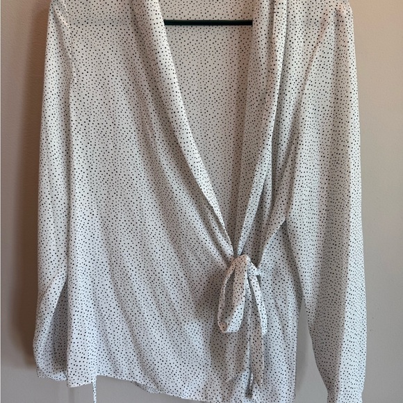 White  and Black Polka Dot Wrap Top by Adrianna 
Size medium - Picture 3 of 4